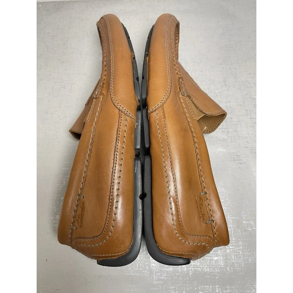Clarks Ashmont Race Men's Tan Leather Loafers Driver Comfort Shoes 9 M